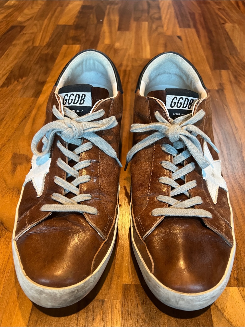 Golden Goose Brown Leather Sneakers with White Star